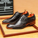 Men's Crossover Single Monk Strap Leather Formal Shoes