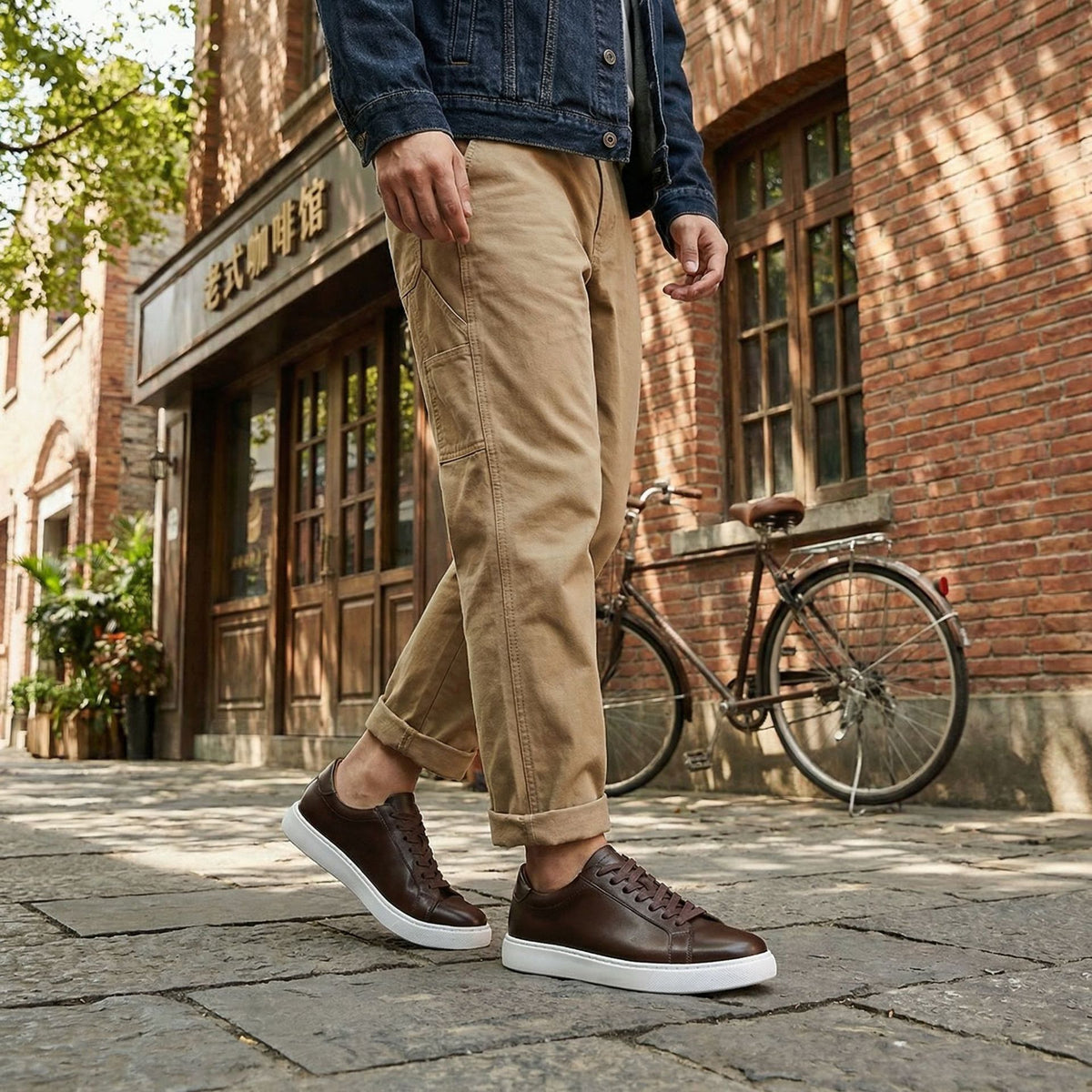 Men's Premium Minimalist Patina Leather Casual Sneakers