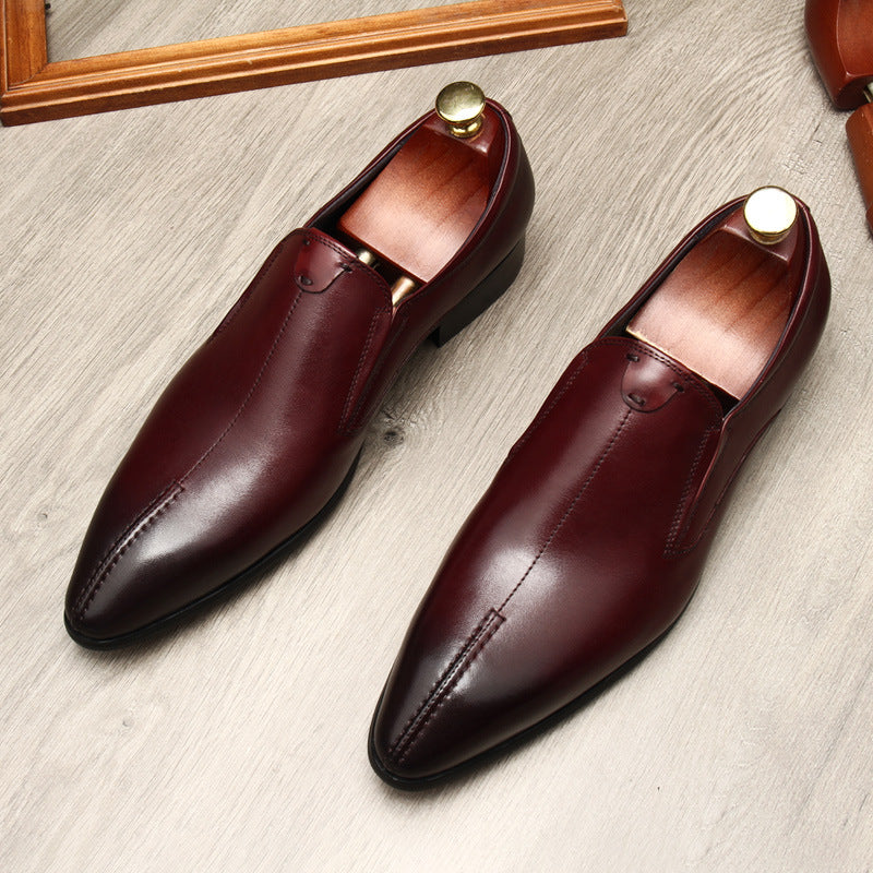 Men's Minimalist Pointed Toe Leather Dress Loafers