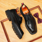 Men's Polished Square Toe Chunky Sole Single Monk Shoes