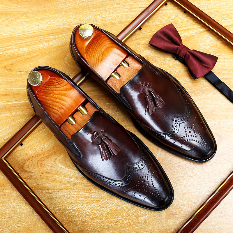 Men's Classic Leather Brogue Tassel Loafers