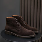 Men's Suede Plain Toe Stitched Welt Derby Ankle Boots