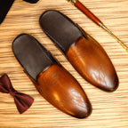 Men's Carved Leather Closed-Toe Mule Loafers