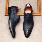 Men's Raised Crocodile Embossed Derby Dress Shoes