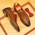 Men's Dot-Pattern Leather Slip-On Dress Loafers