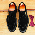 Men's Pointed Toe Suede Single Monk Strap Formal Shoes
