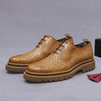 Men's Croc Embossed Leather Chunky Lug Sole Perforated Oxfords