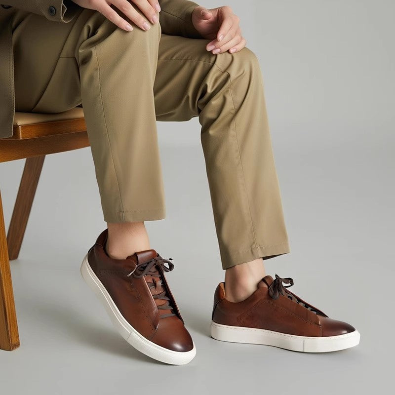 Men's Premium Seamless Patina Leather Sneakers