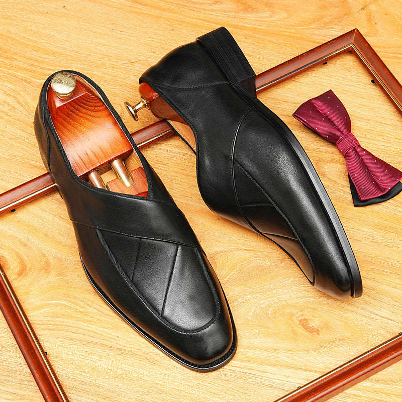 Men's Paneled Slip-On Leather Formal Loafers