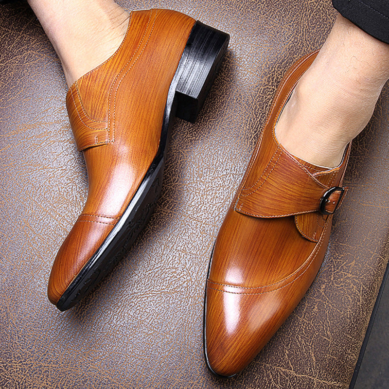 Bomeishoes Men's Hand-Painted Monk Strap Dress Shoes | Buckle Shoes
