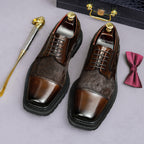 Men's Chunky Lug Sole Cap Toe Haircalf Leather Derbies
