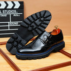 Men's Black Burgundy Double Monk Strap Leather Formal Shoes