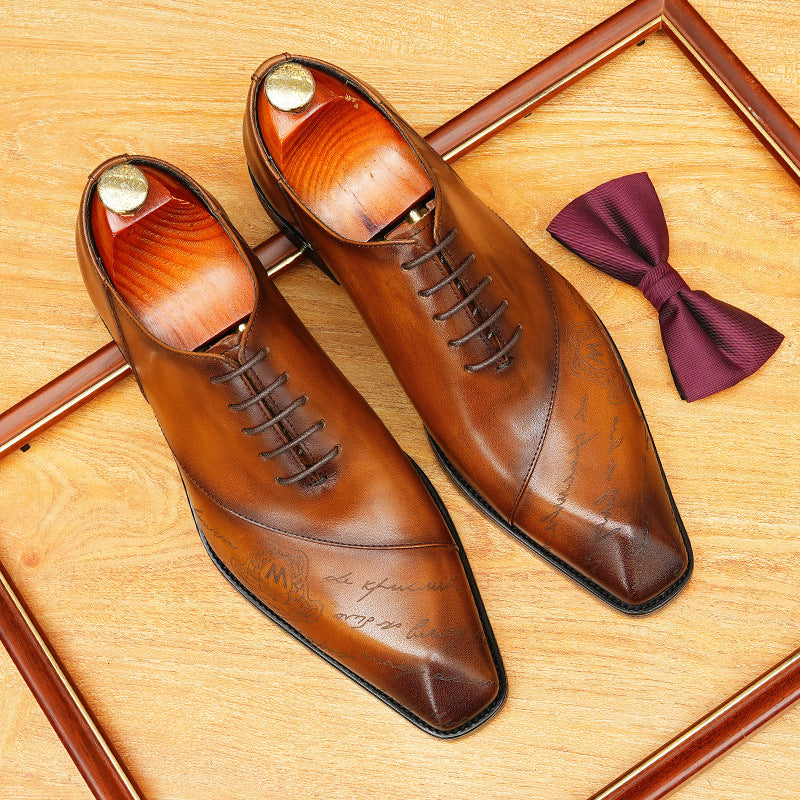 bomeishoes formal dress shoes for wedding Lace-up Oxford shoes Brown