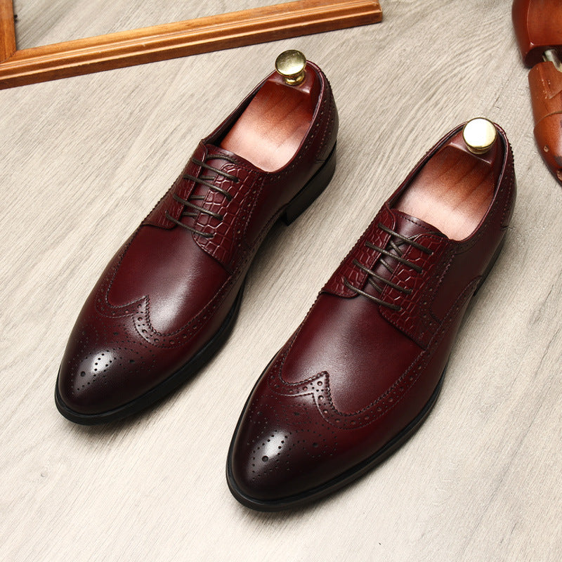 Brogue dress shoes for men Formal Lace-up Derby shoes