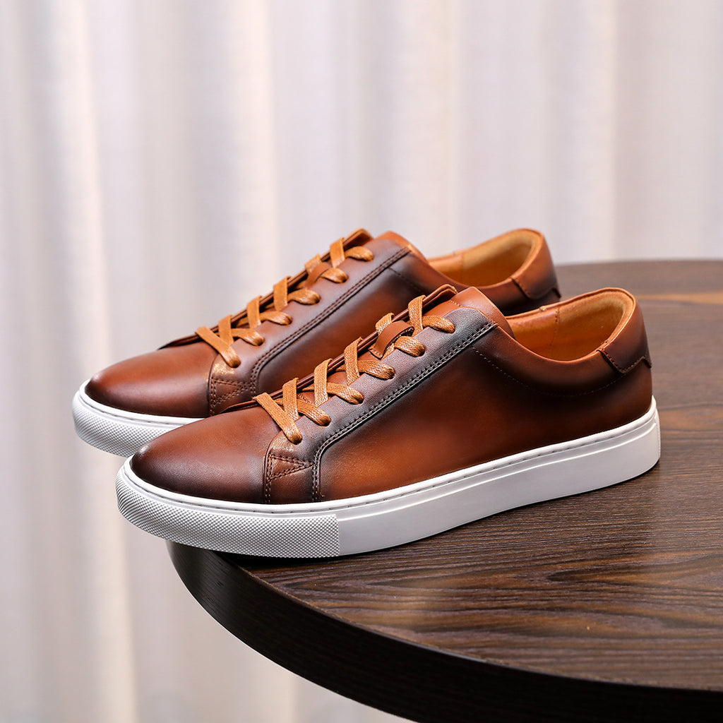 Men's Premium Gradient Patina Leather Sneakers