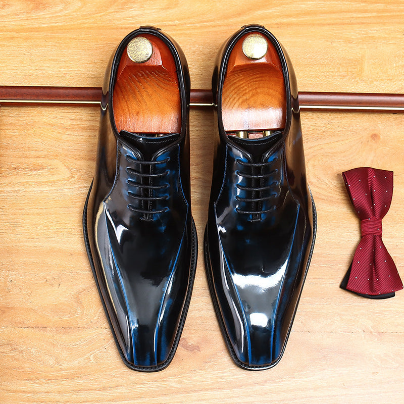 bomeishoes Lace-up mens oxford dress shoes Fashion Wedding shoes blue
