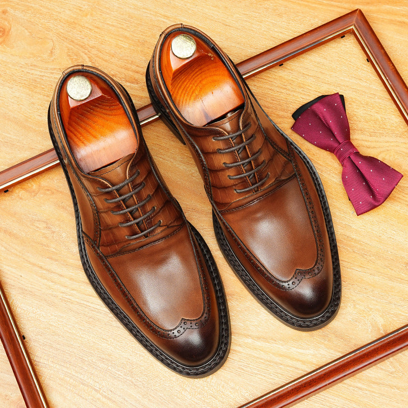 bomeishoes Fashion mens leather oxfords Lace-up dress shoes