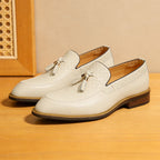 Men's Woven-Pattern Leather Tassel Wedding Dress Loafers