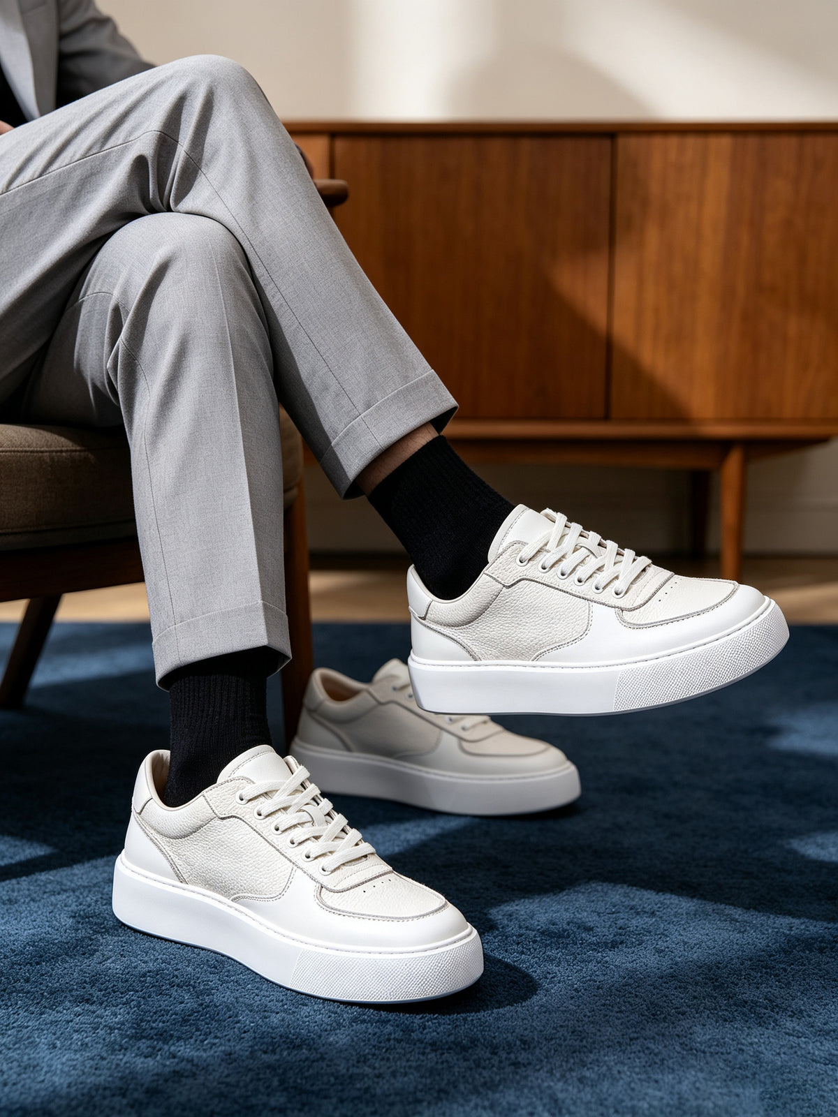 Men's Premium Patina Leather Dress Casual Sneakers