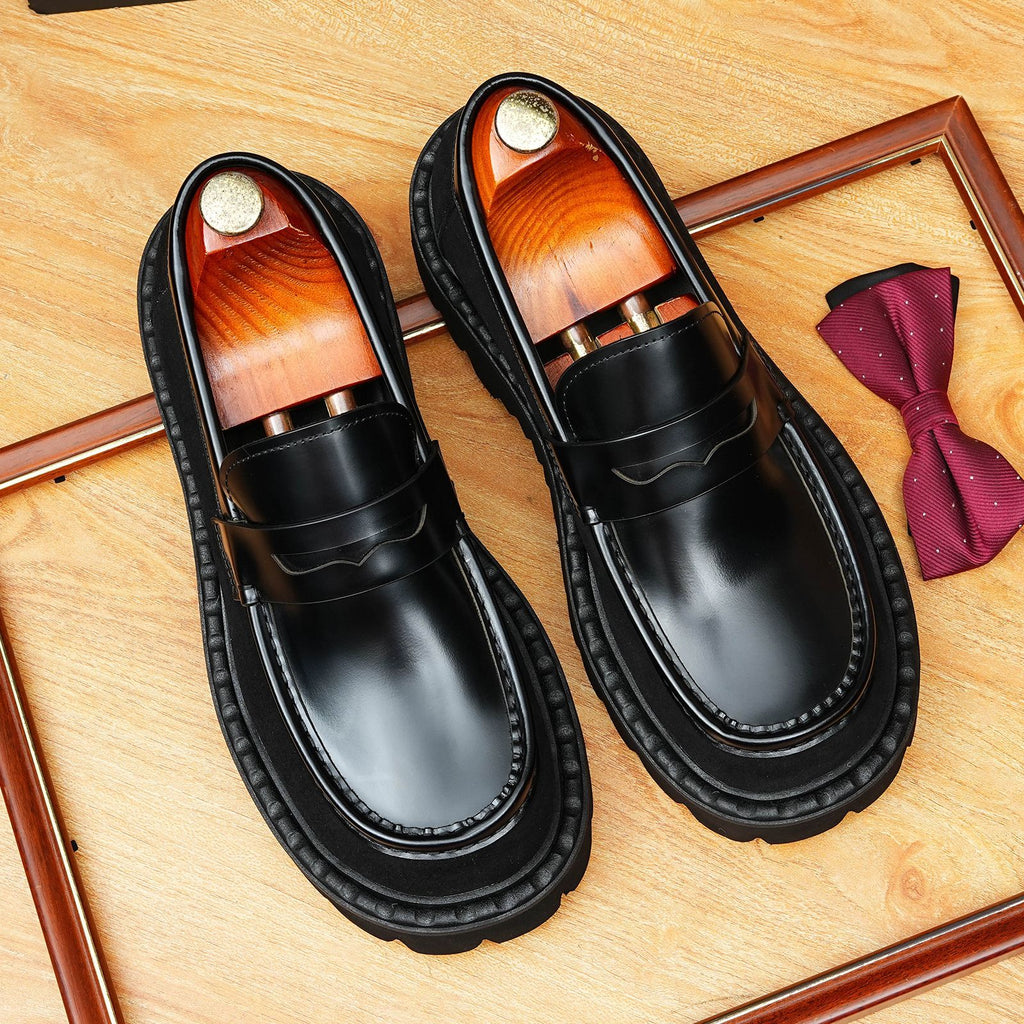 Men's Patchwork Round Toe Platform Dress Loafers