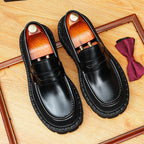 Men's Patchwork Round Toe Platform Dress Loafers