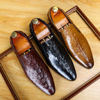 Men's Crocodile Embossed Pointed Toe Dress Loafers