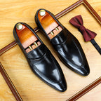 Men's Vintage Pointed Toe Slip-On Leather Loafers