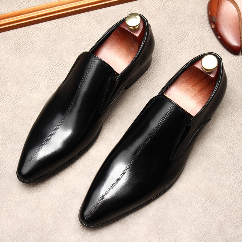Men's Polished Leather Pointed Toe Dress Loafers