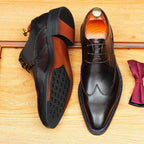 Mens Derby Dress Shoes: Stylish Brogue Wingtip for Wedding & Business
