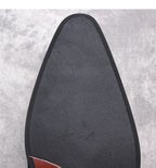 Black textured leather boot insole with dark border.