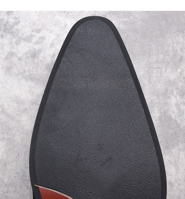 Black textured leather boot insole with dark border.