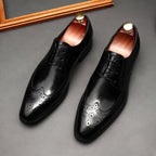 all leather men's Brogue dress shoes Business Lace-up Derby shoes