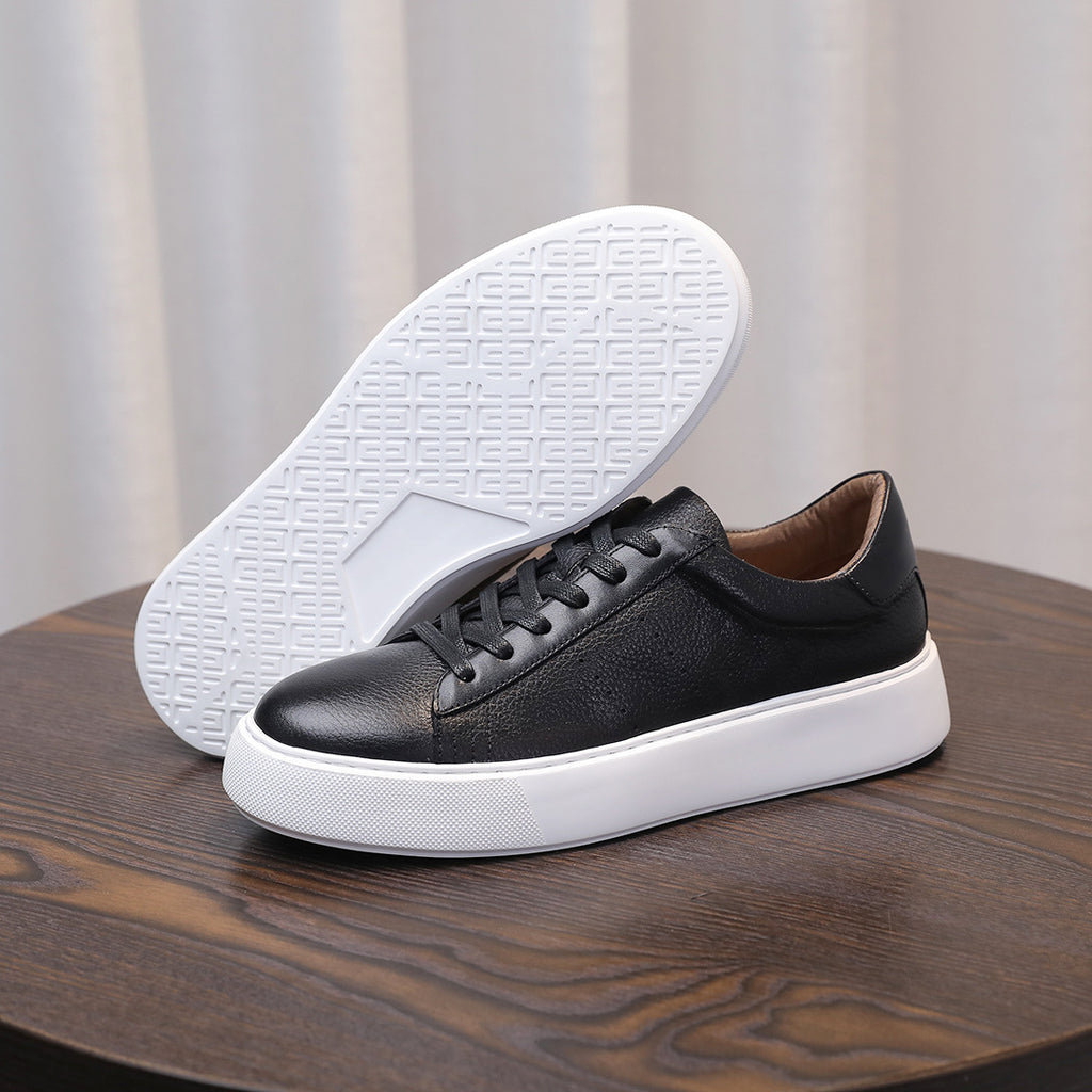Men's Premium Pebbled Leather Classic Sneakers