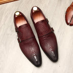 Men's Scaly Twin-Buckle Shoes: Fashion Elite-Groomsman Dress Shoes