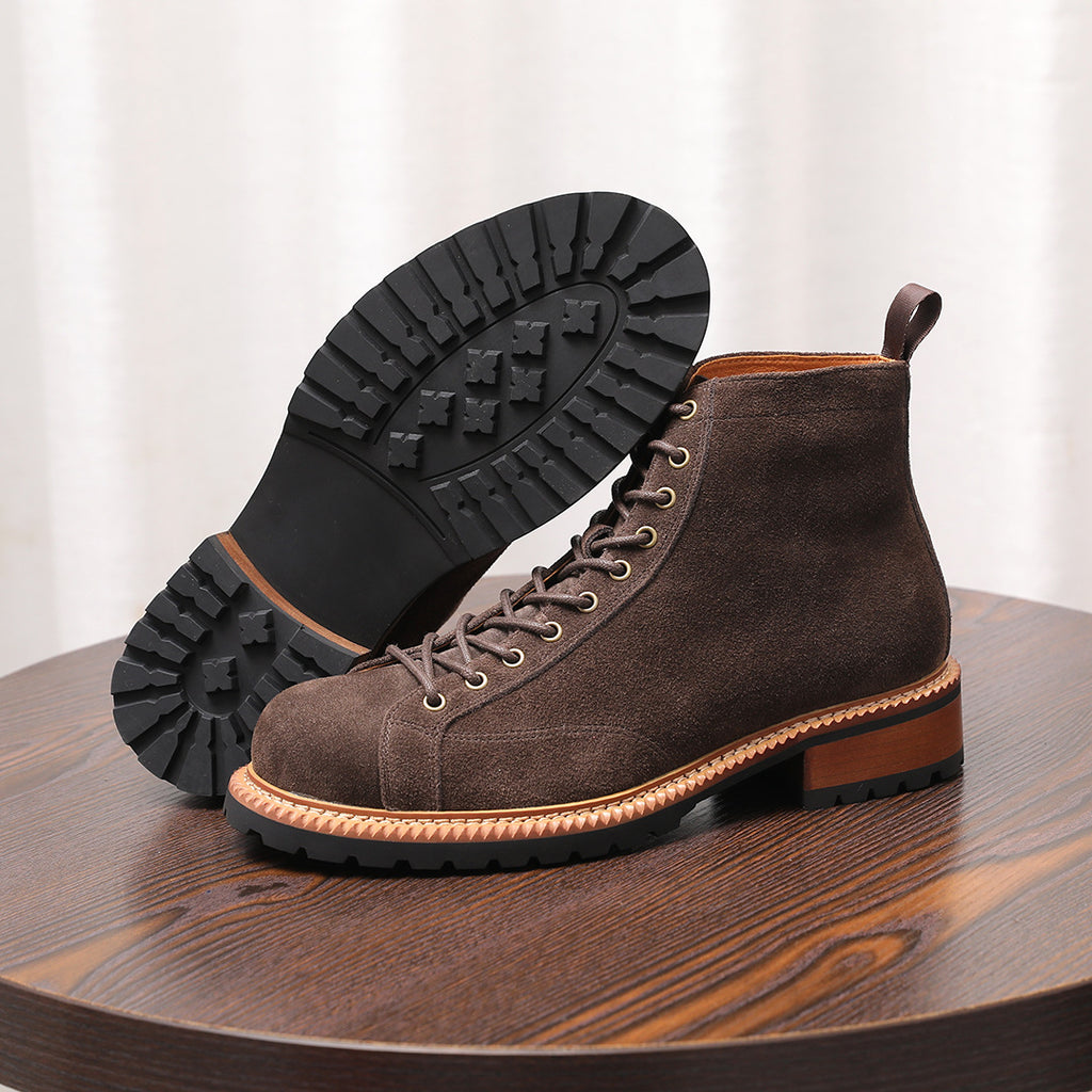 Lace-to-Toe Suede Lug Sole Boots for Men