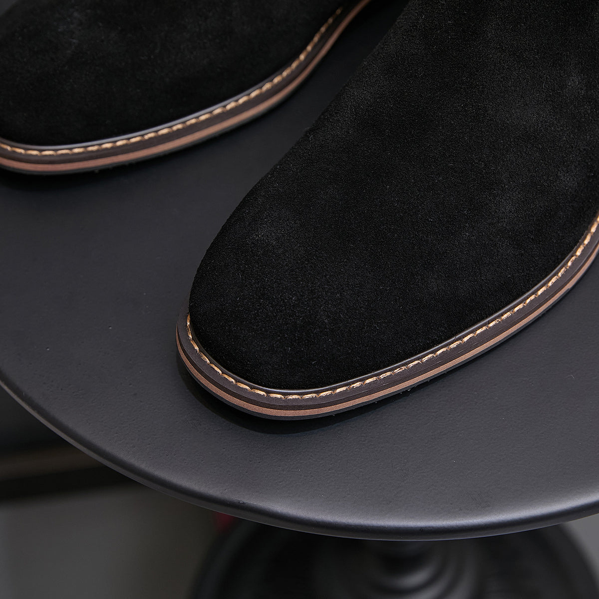 Almond Plain Toe Suede Chelsea Boots for Men