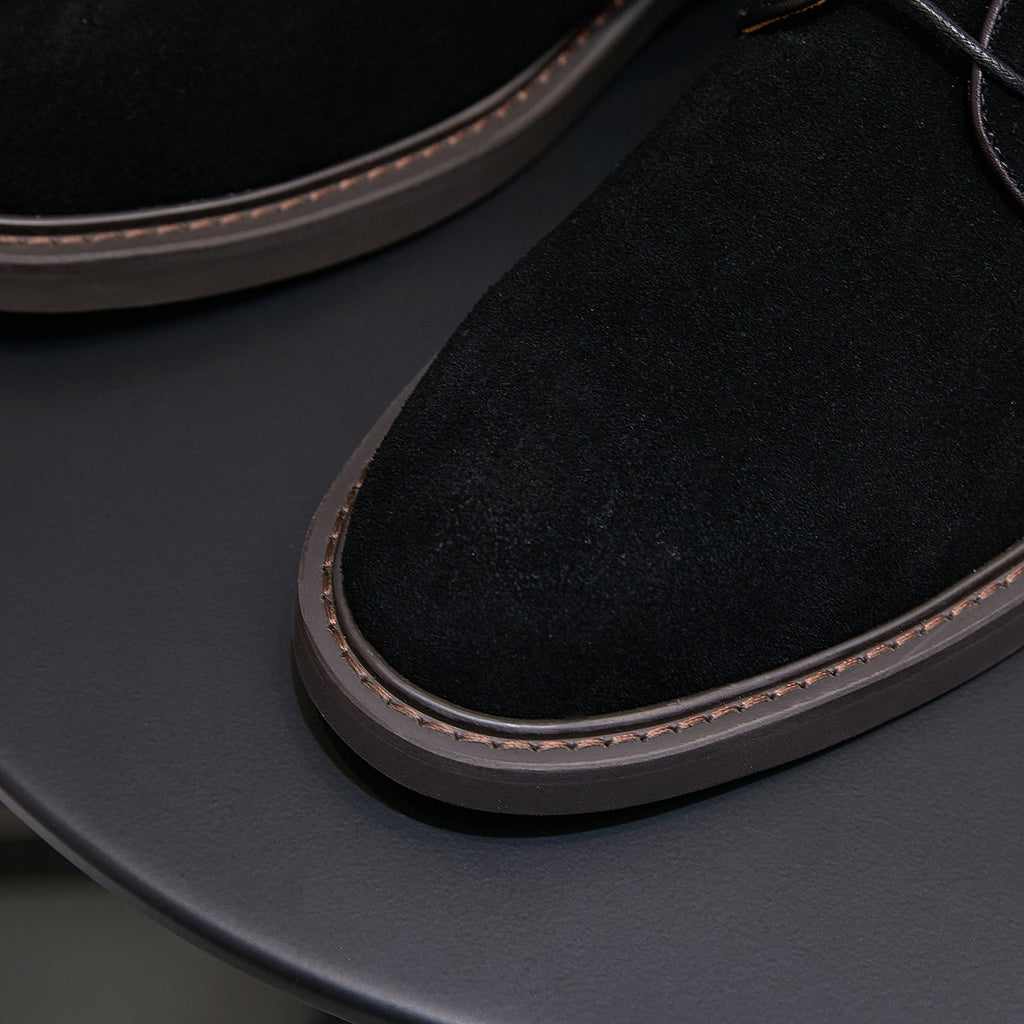 Men's Suede Plain Toe Stitched Welt Derby Ankle Boots