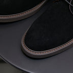 Men's Suede Plain Toe Stitched Welt Derby Ankle Boots