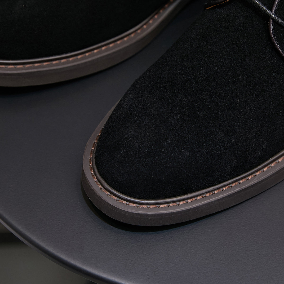 Men's Suede Plain Toe Stitched Welt Derby Ankle Boots
