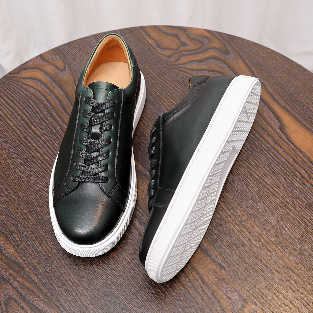 Men's Premium Minimalist Patina Leather Casual Sneakers