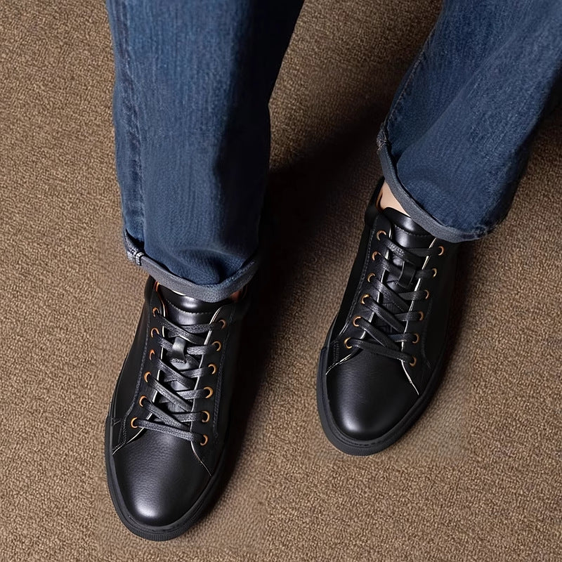 Men's Luxury Full-Grain Leather Low-Top Sneakers