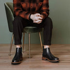 Men's Leather Contrast Welt Lug Sole Chelsea Dress Boots