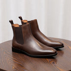 Pointed Plain Toe Leather Chelsea Boots for Men