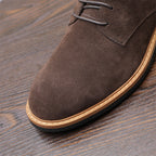 Men's Suede Plain Toe Back-Zip Lace-Up Ankle Dress Boots