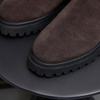 Pointed Plain Toe Suede Lug Chelsea Boots for Men