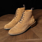 Men's Suede Wingtip Brogue Lace-Up Ankle Dress Boots