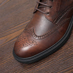 Burnished Wingtip Brogue Leather Back-Zip Boots for Men