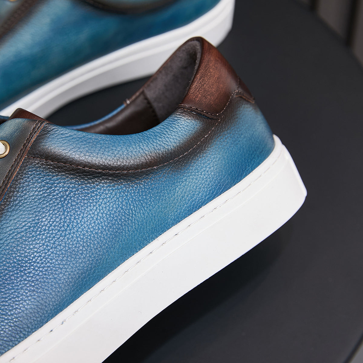 Men's Premium Two-Tone Patina Leather Sneakers