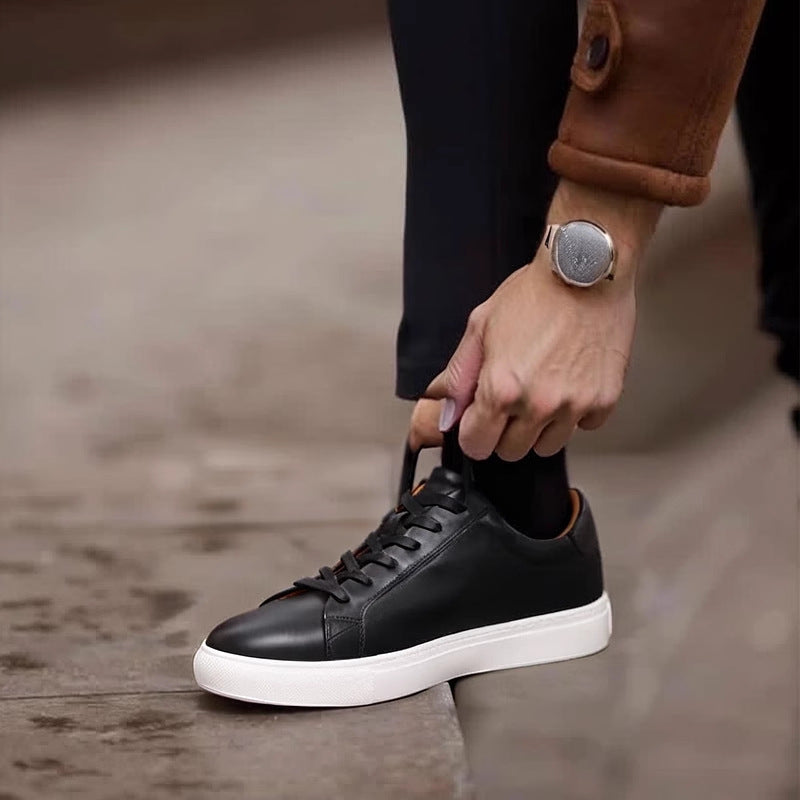 Men's Classic Triple-White Leather Low-Top Sneakers