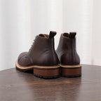 Cap Toe Leather Contrast-Welt Lace-Up Boots for Men